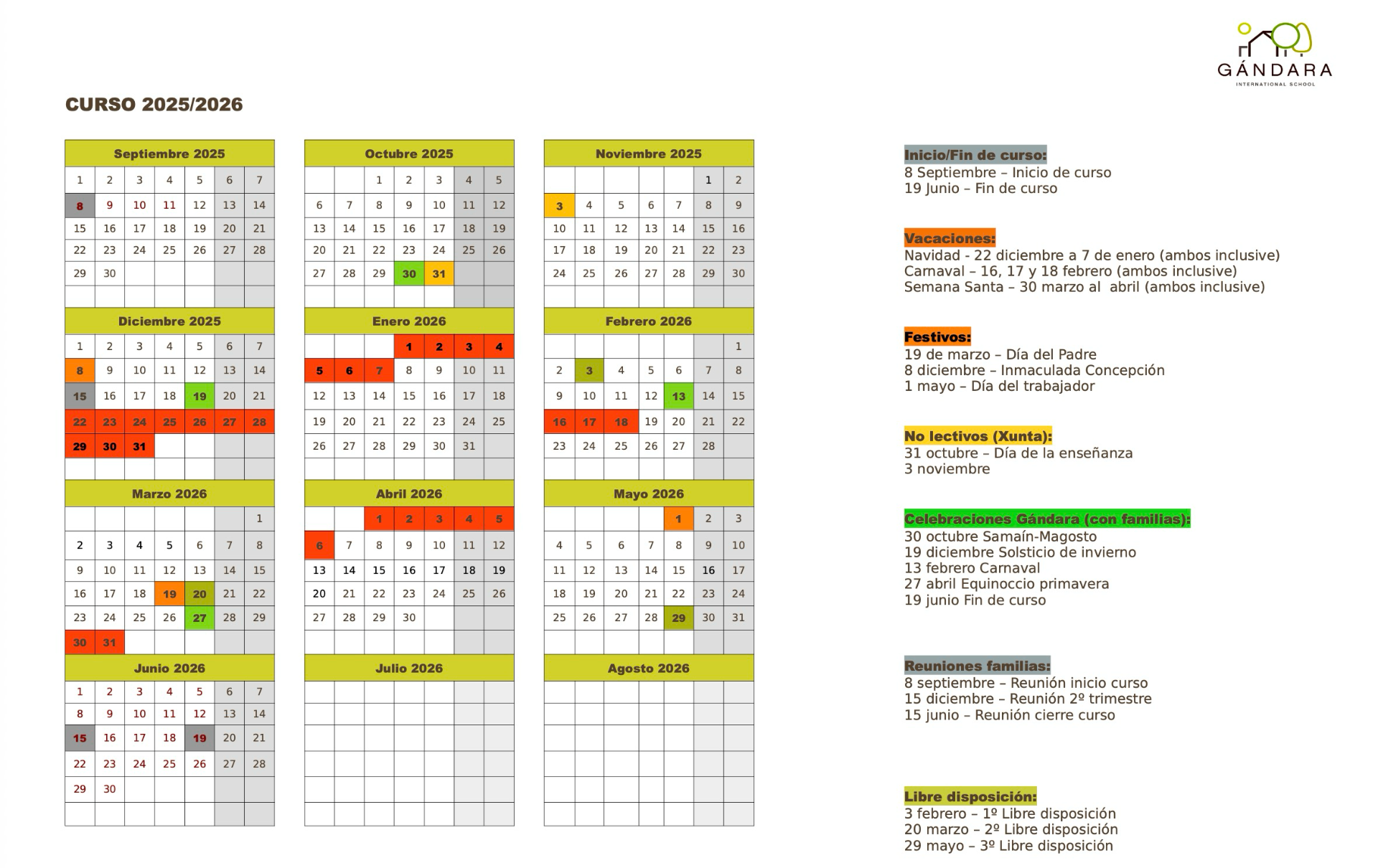 Calendario Escolar 2025/2026